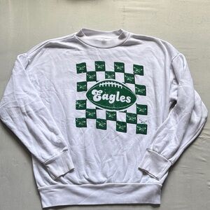Eagles White and Green Crewneck Sweater